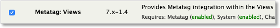 Drupal metatag module enable Views